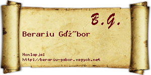 Berariu Gábor névjegykártya